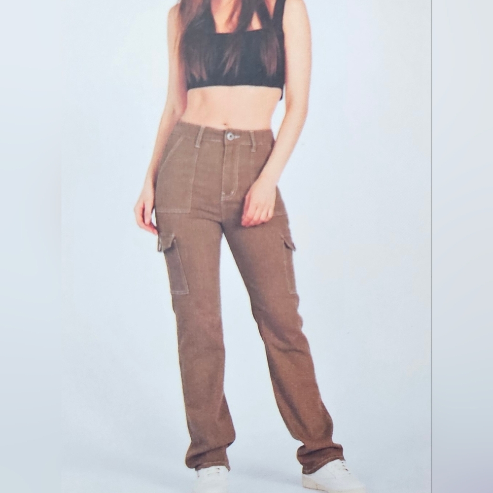 Lilac Sunset High Waist Straight Leg Cargo Twill